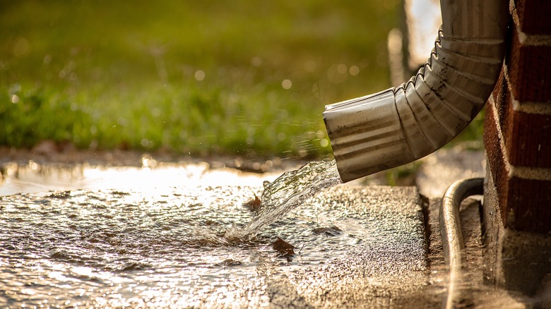 Water pooling under gutter downspout