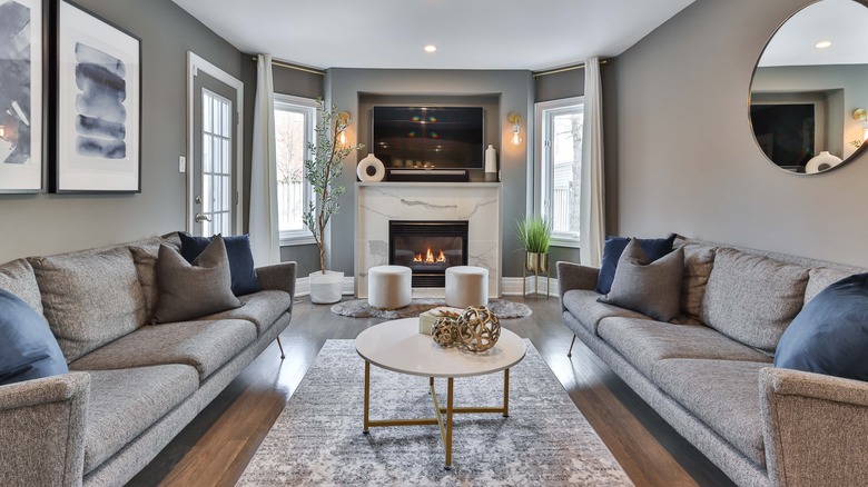 Living room with fireplace