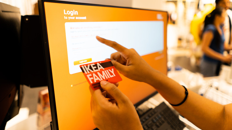 person logging into IKEA family account