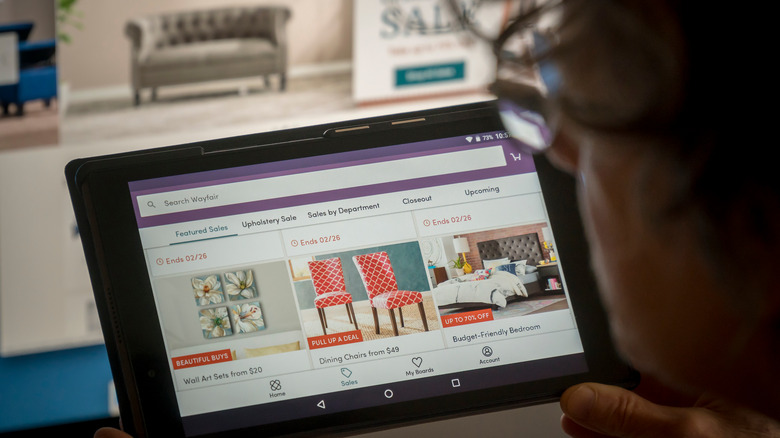 Wayfair sale website on laptop