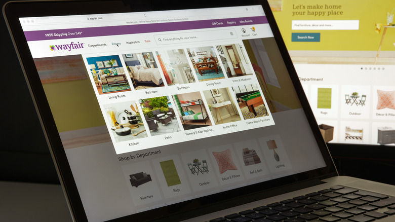 Wayfair website on laptop