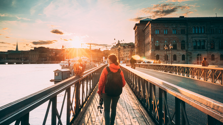 Woman traveling in Sweden Stockholm