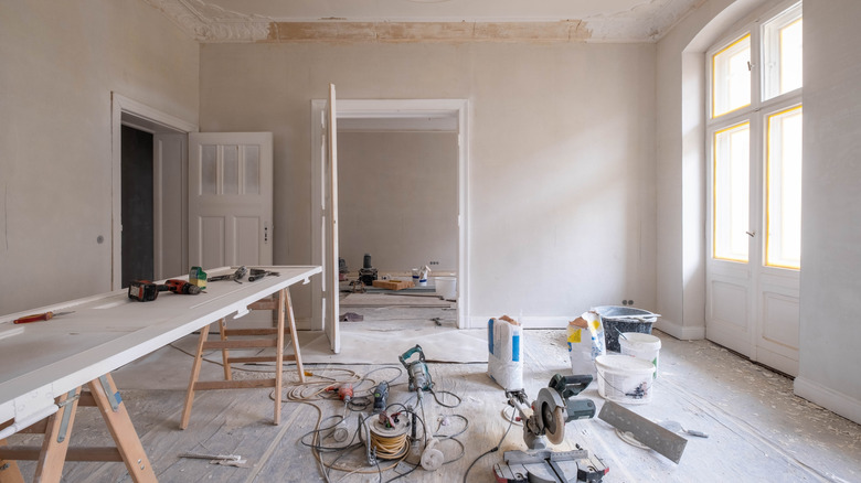 The interior of a house under renovation