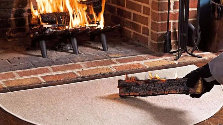 Fiberglass woven fireplace rug