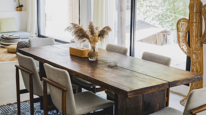 Dining room with wooden table