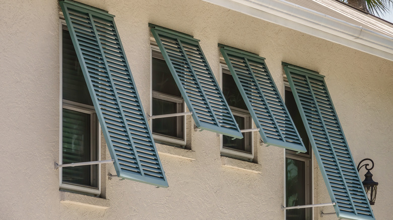 hurricane shutters on home