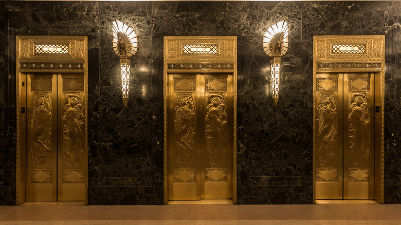 three golden elevators 