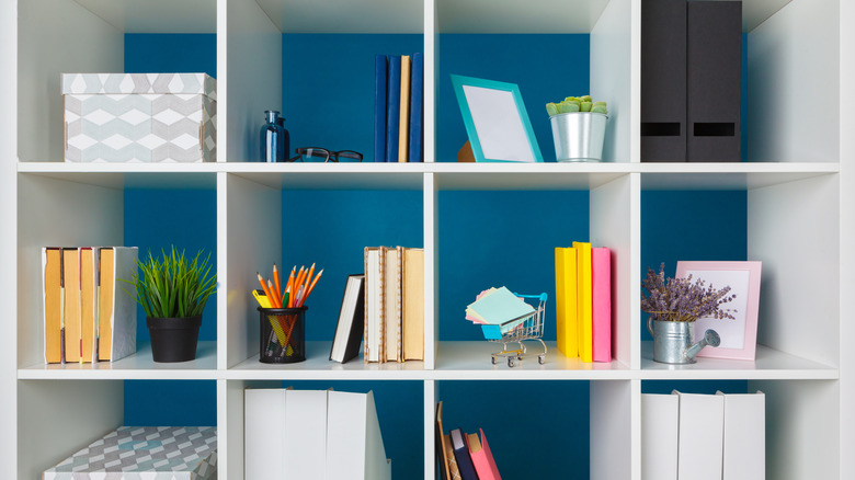 colorful bookshelf with books