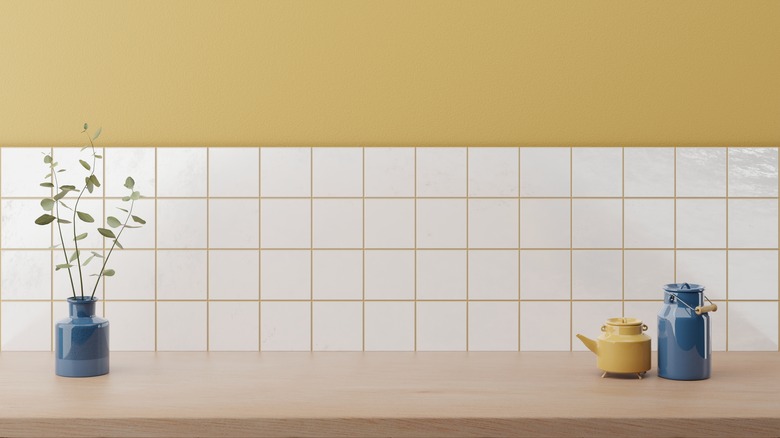 yellow tea kettle in kitchen