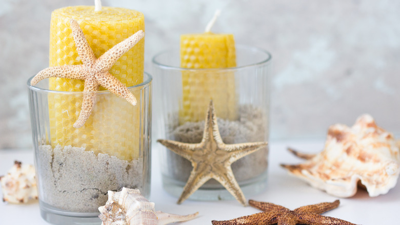 starfish candles in glasses