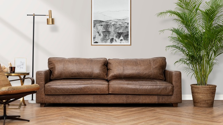 dark brown leather sofa 