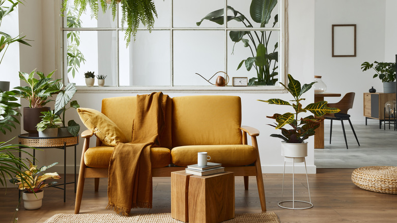 yellow sofa in living room