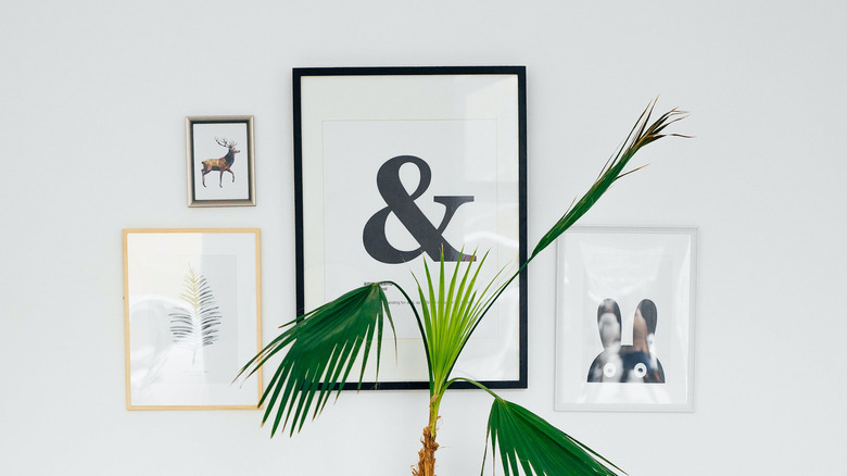 gallery wall of framed posters