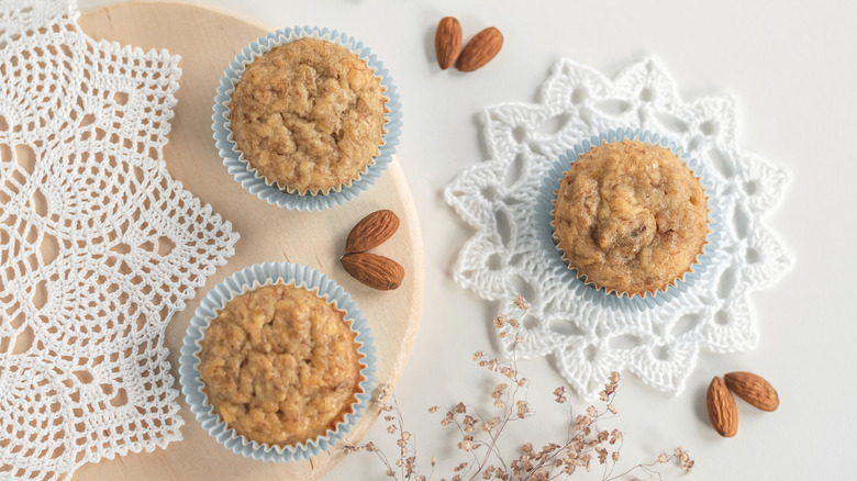 Doily coasters underneath baked goods