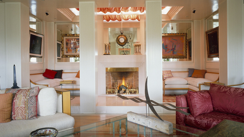 fireplace in an eclectic room 