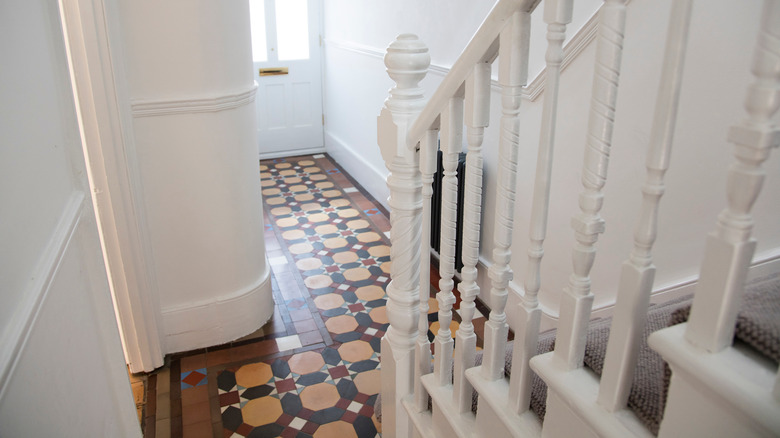 entryway with Victorian tiles