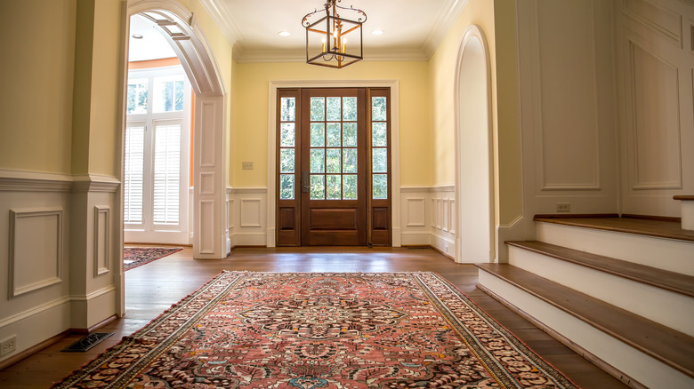 traditional oriental rug in entryway