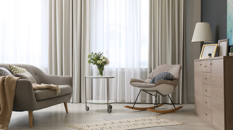 curtains in living room interior