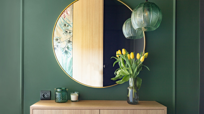 mirror on emerald green batten 