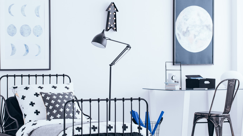 industrial black and white kid's room