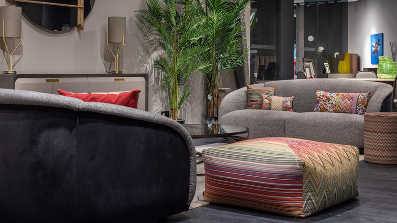 colorful pouf in the living room