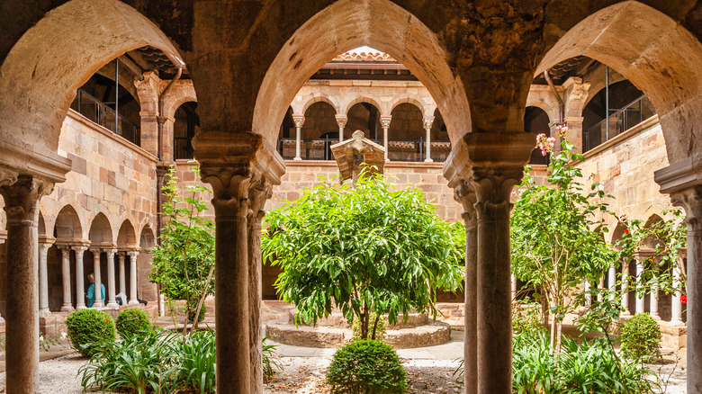 arched doorways lead to courtyard