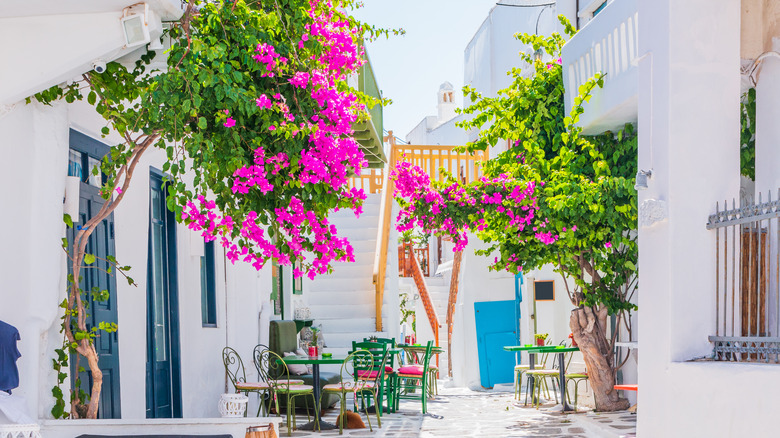 Greek home with blue window