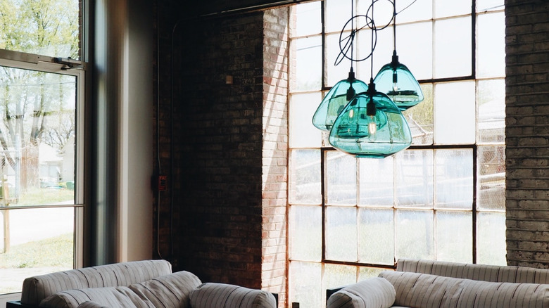 teal glass pendant lights