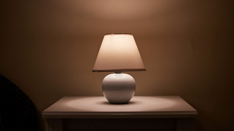 lamp with dim lighting in dark room