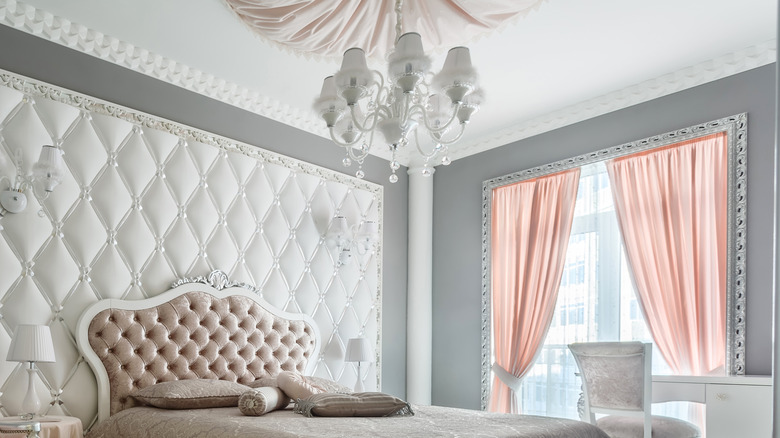 romantic chandelier in bedroom