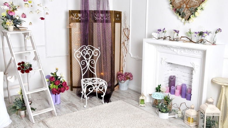 living room filled with flowers