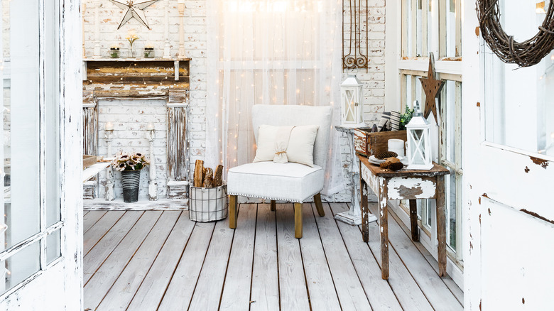 rustic living room with chair