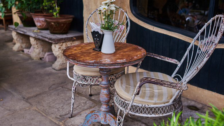 patio with vintage furniture