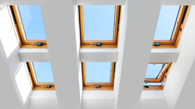 skylights on white ceiling