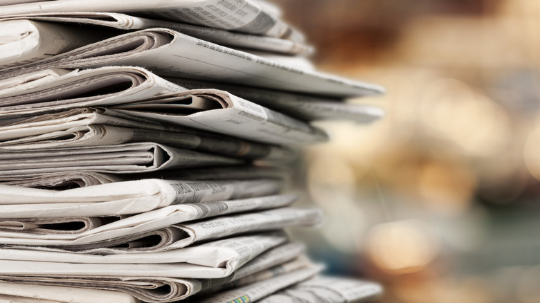 a stack of newspapers