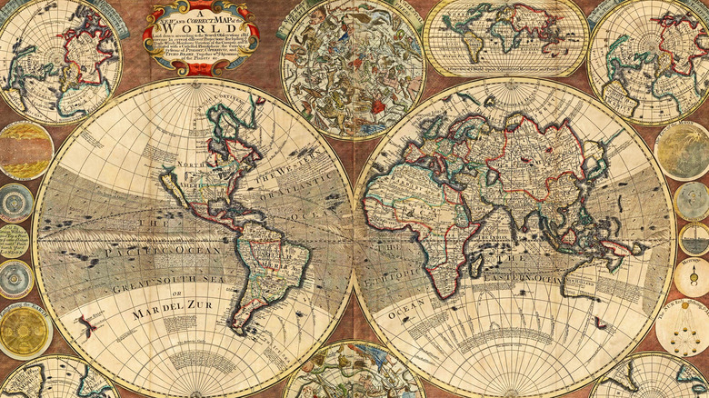 old world map with color