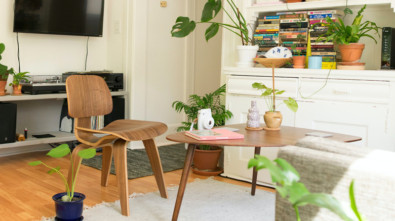wood table and chair in living room
