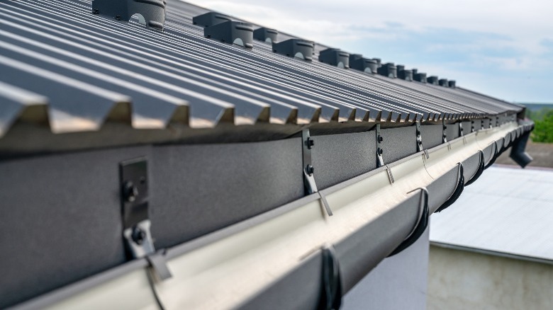 Close-up of roof gutters