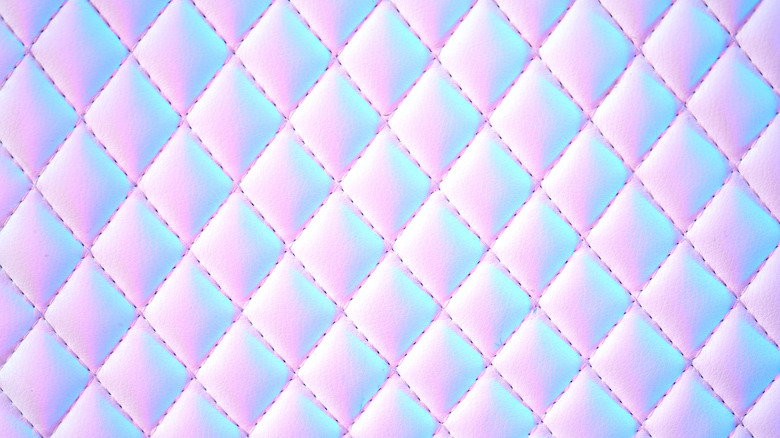 holographic quilted fabric close up