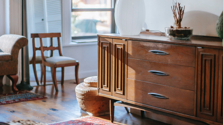 wooden credenza in home