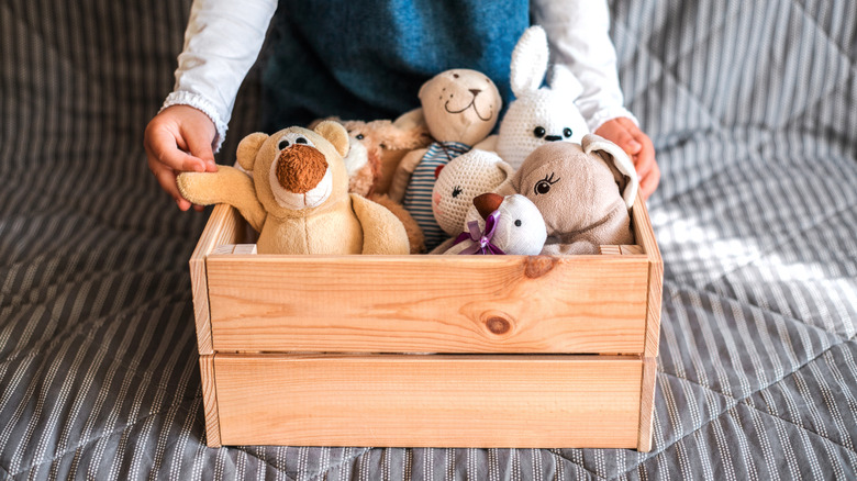 toys in wooden box