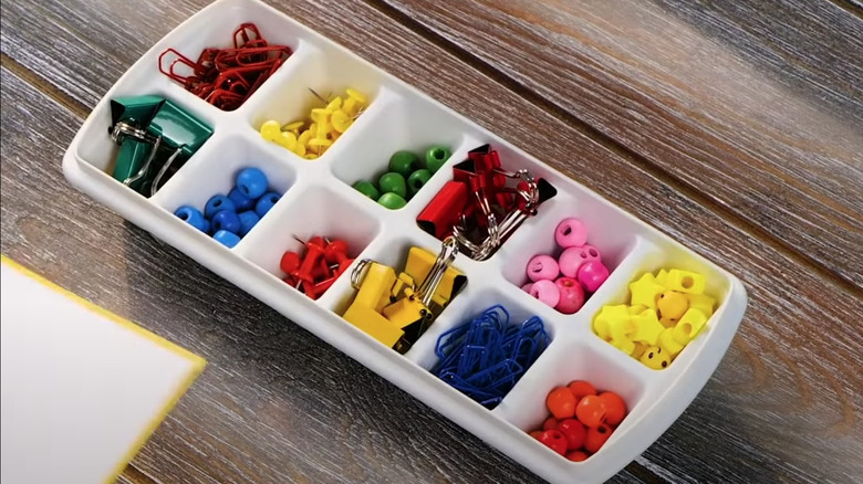 art supplies in ice tray