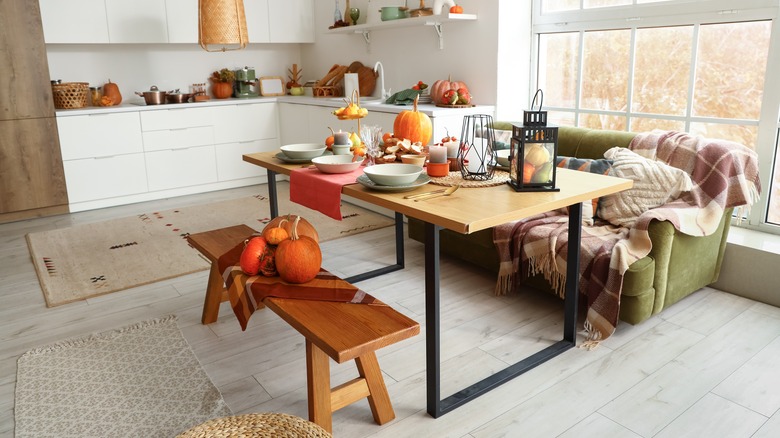 kitchen with couch and table