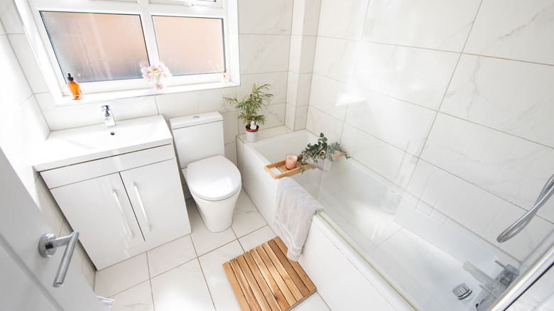 wide view of white bathroom