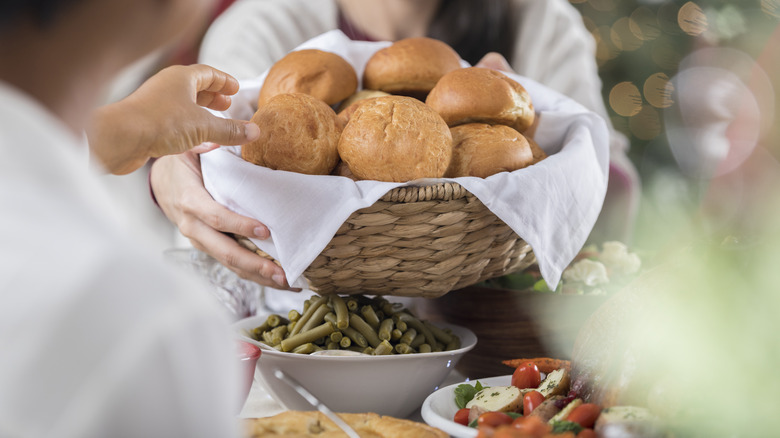 woman holding bread basket