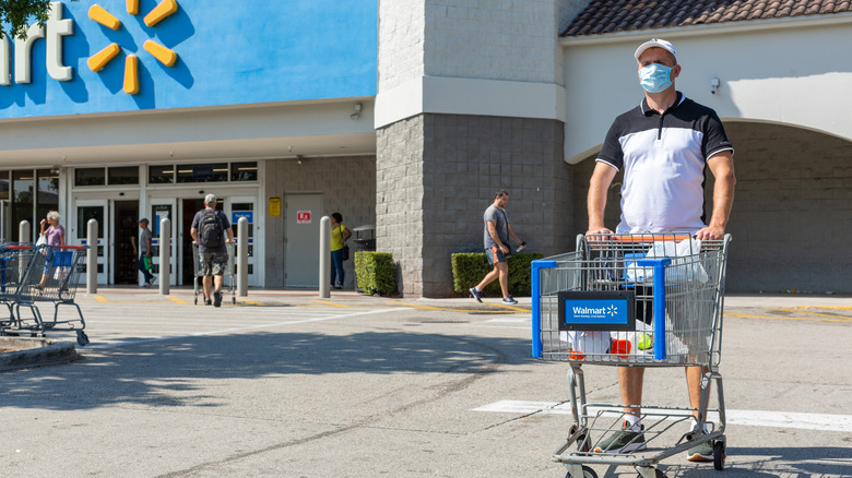 shopper leaving walmart