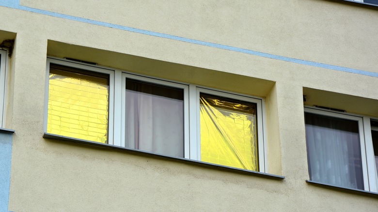 Reflective film on building windows