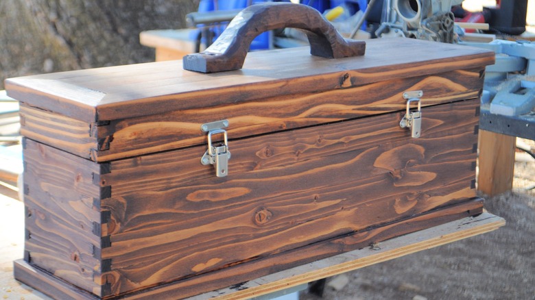 wooden tool chest