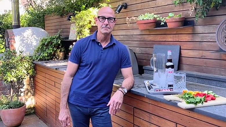 Stanley Tucci's outdoor kitchen grill