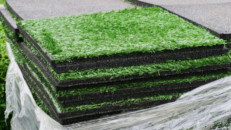 Pile of faux grass